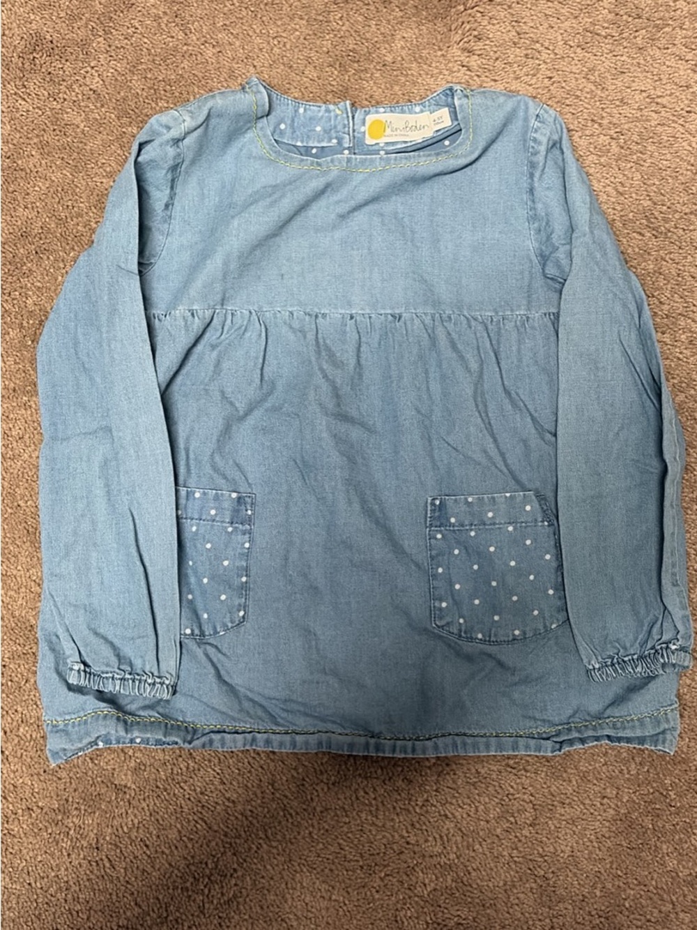 Mini Boden Light Blue Denim Girls' Long-Sleeve Top